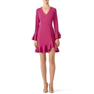 Donna Morgan Pink Dress Ruffle Hem Bell Sleeve Size 10 Large Career Work‎ Event